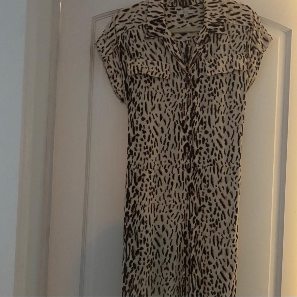 Joie Beige and Black Animal Print Jumpsuit